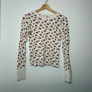Arizona Jean Company Red Floral Long Sleeve Tee